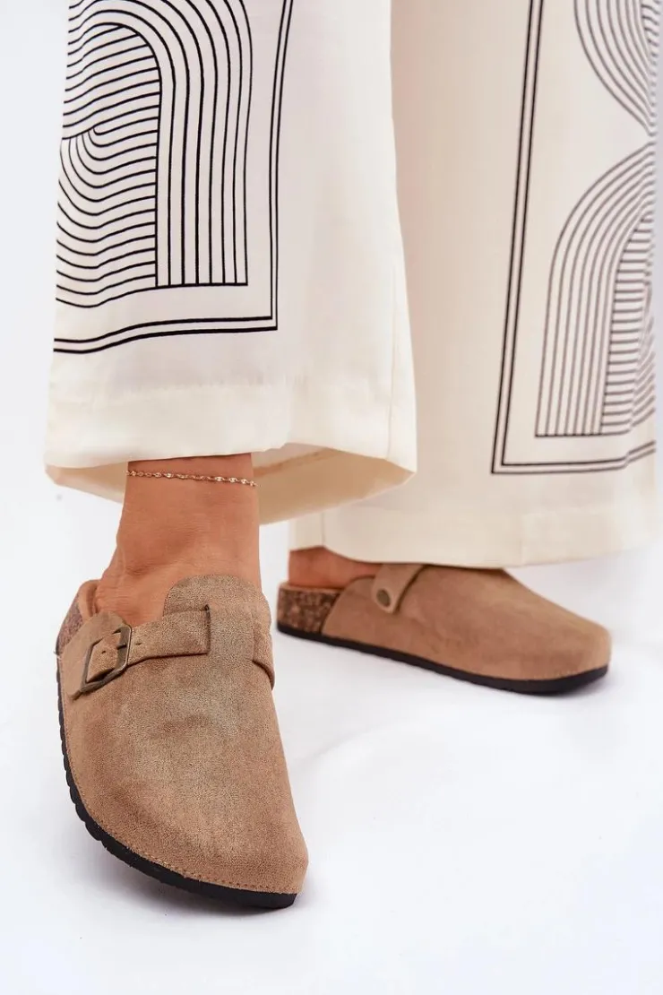 Damskie Boto Klapki Chodaki Damskie i Na Platformie Z Klamrą Khaki Selio