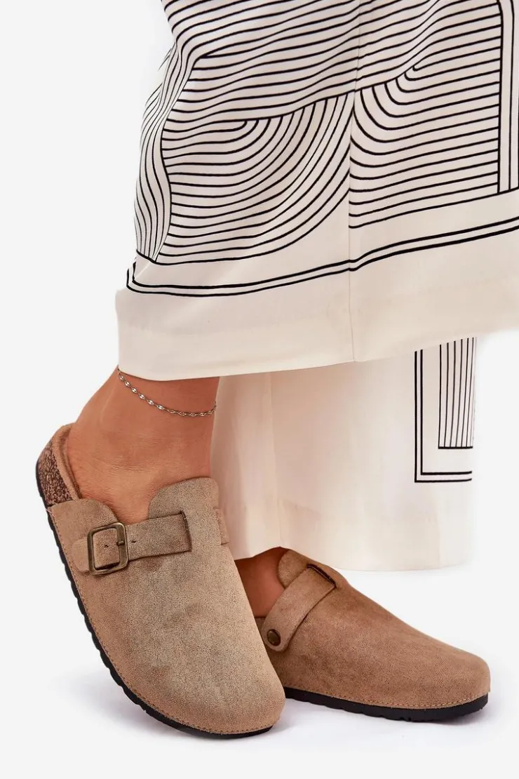 Damskie Boto Klapki Chodaki Damskie i Na Platformie Z Klamrą Khaki Selio