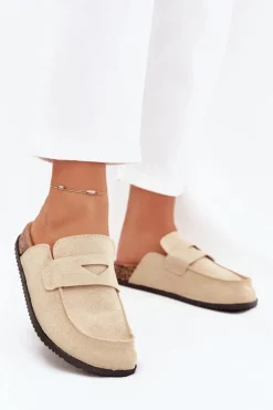 Clearance Boto Klapki Chodaki Damskie Na Korkowej Platformie Beżowe Nivalia Beżowy