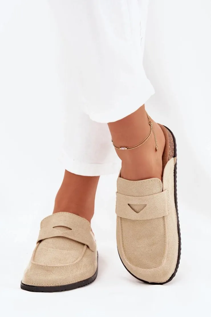 Clearance Boto Klapki Chodaki Damskie Na Korkowej Platformie Beżowe Nivalia Beżowy