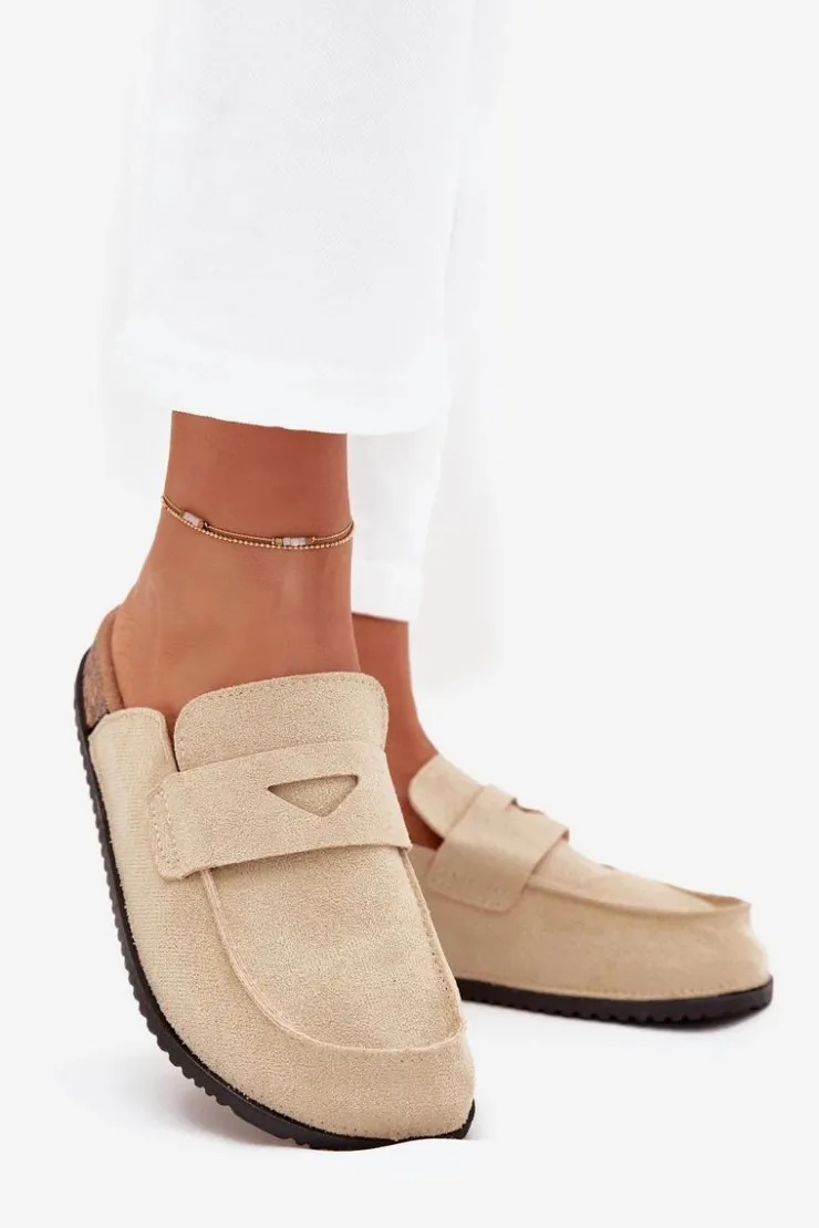 Clearance Boto Klapki Chodaki Damskie Na Korkowej Platformie Beżowe Nivalia Beżowy