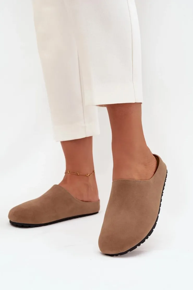 Boto Kapcie Klasyczne|Klapki Korkowe*Klapki Chodaki Damskie Na Platformie Ciemnobeżowe Sylviane Beżowy