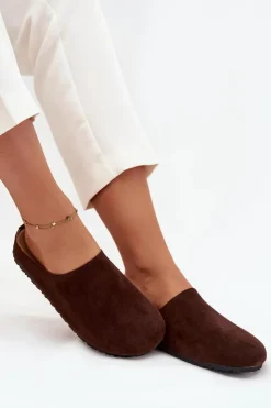 Boto Klapki Chodaki Damskie Na Platformie Czekoladowe Sylviane Brązowy