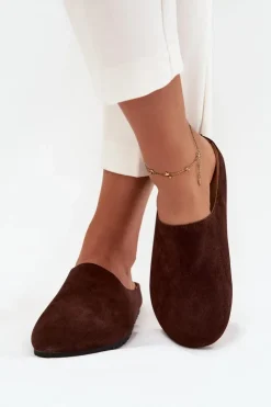 Boto Klapki Chodaki Damskie Na Platformie Czekoladowe Sylviane Brązowy