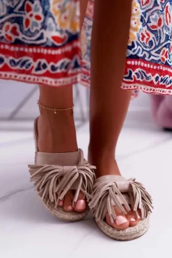 Damskie Boto Klapki Damskie Beżowe Boho Vices 8458