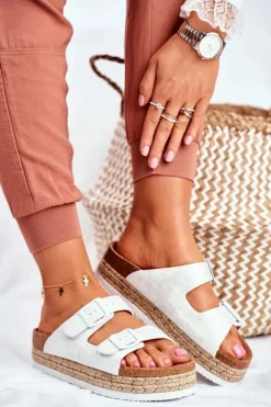 Sale Big Star Shoes Klapki Damskie Big Star Białe FF274665