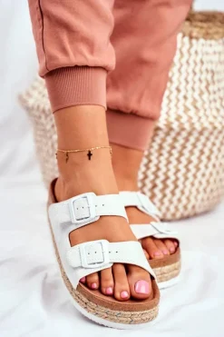 Sale Big Star Shoes Klapki Damskie Big Star Białe FF274665