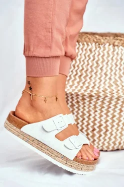 Sale Big Star Shoes Klapki Damskie Big Star Białe FF274665