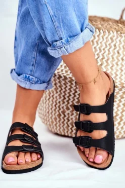 Damskie Big Star Shoes Klapki Damskie Big Star Czarne FF274625