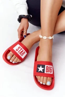 Sale Big Star Shoes Klapki Damskie Big Star Czerwone DD274A267