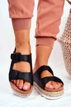 Damskie Big Star Shoes Klapki Damskie Big Star Czarne FF274664