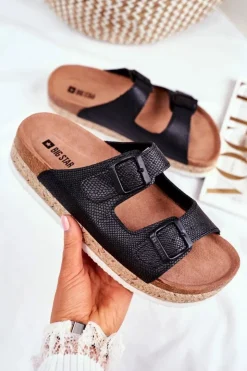 Damskie Big Star Shoes Klapki Damskie Big Star Czarne FF274664