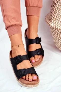 Damskie Big Star Shoes Klapki Damskie Big Star Czarne FF274664