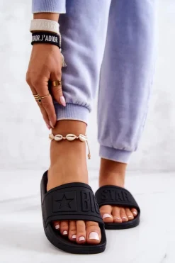 Damskie Big Star Shoes Klapki Damskie Big Star Czarne DD274A271