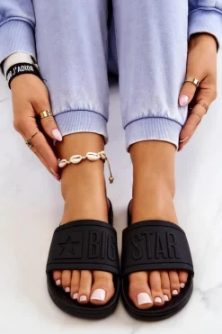 Damskie Big Star Shoes Klapki Damskie Big Star Czarne DD274A271