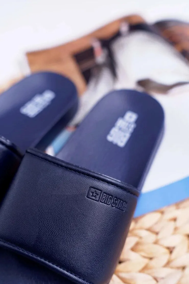 Outlet Big Star Shoes Klapki Damskie Big Star Granatowe AA274A167