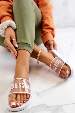 Damskie Big Star Shoes Klapki Damskie Big Star JJ274642 Białe