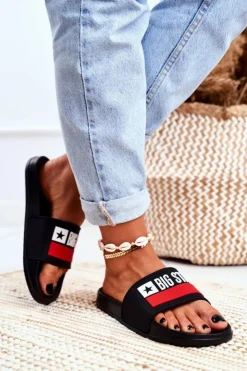 Sale Big Star Shoes Klapki Damskie Big Star Klasyk Czarne GG274A045