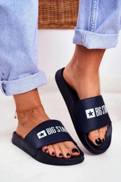 Damskie Big Star Shoes Klapki Damskie Big Star Klasyk Granatowe GG274043