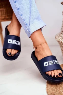 Damskie Big Star Shoes Klapki Damskie Big Star Klasyk Granatowe GG274043