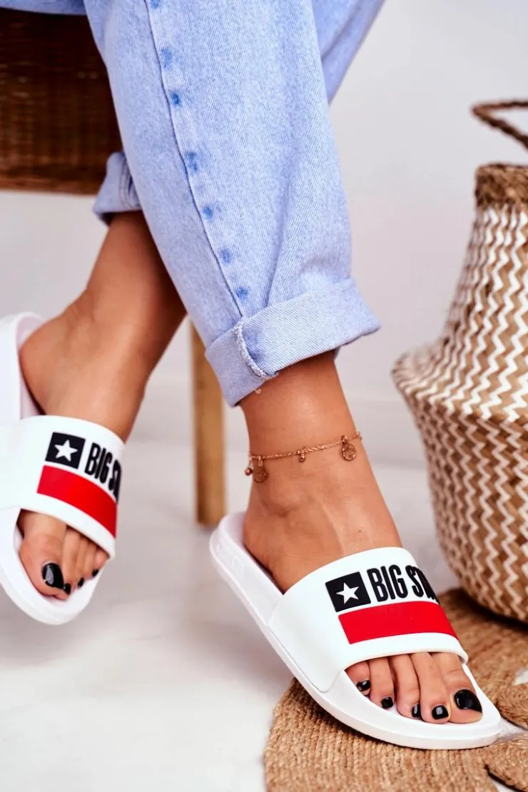 Damskie Big Star Shoes Klapki Damskie Big Star Klasyk Białe GG274047