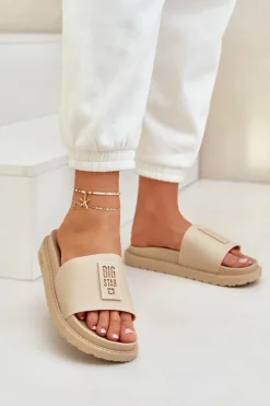 Online Big Star Shoes Klapki Damskie Big Star LL274A210 Beżowe Beżowy