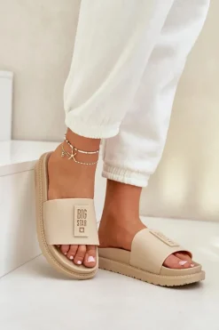 Online Big Star Shoes Klapki Damskie Big Star LL274A210 Beżowe Beżowy