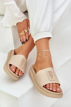 Online Big Star Shoes Klapki Damskie Big Star LL274A210 Beżowe Beżowy