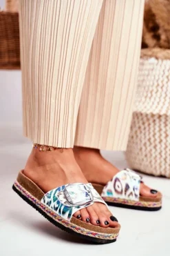 Big Star Shoes Klapki Damskie Big Star|Klapki Damskie Klasyczne*Klapki Damskie Big Star Metaliczny Wzór DD274127