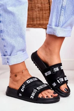 Big Star Shoes Klapki Damskie Big Star|Klapki Damskie Klasyczne*Klapki Damskie Big Star Militarne Czarne GG274A018
