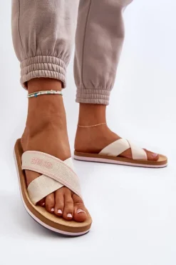 Big Star Shoes Klapki Damskie Big Star|Klapki Damskie Klasyczne*Klapki Damskie Big Star NN274A057 Beżowe