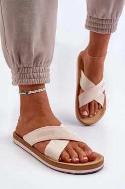 Big Star Shoes Klapki Damskie Big Star|Klapki Damskie Klasyczne*Klapki Damskie Big Star NN274A057 Beżowe