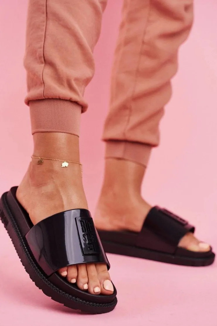 Big Star Shoes Klapki Sportowe|Klapki Damskie Big Star*Klapki Damskie Big Star na Platformie Czarne FF274813