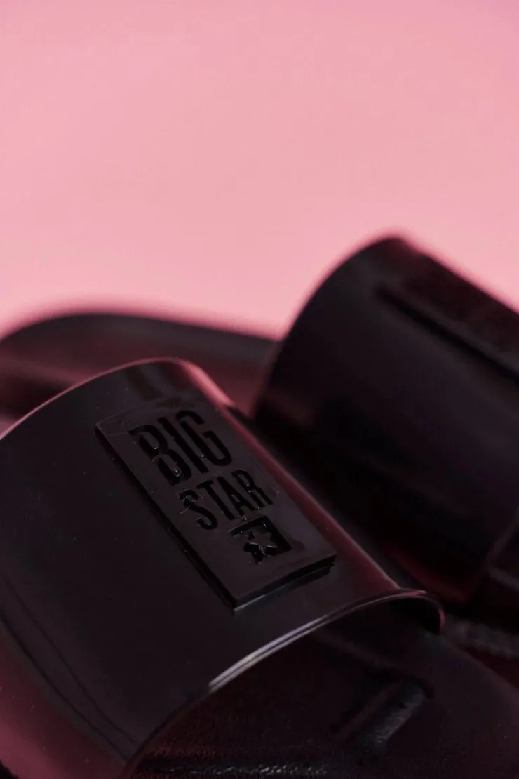 Big Star Shoes Klapki Sportowe|Klapki Damskie Big Star*Klapki Damskie Big Star na Platformie Czarne FF274813