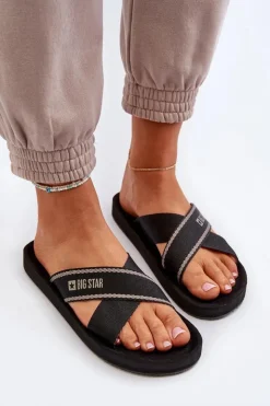 Damskie Big Star Shoes Klapki Damskie Big Star NN274A059 Czarne