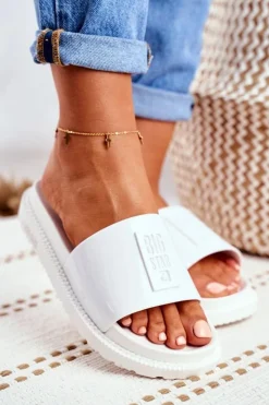 Damskie Big Star Shoes Klapki Damskie Big Star na Platformie Białe FF274812