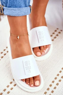 Damskie Big Star Shoes Klapki Damskie Big Star na Platformie Białe FF274812