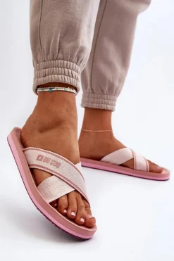 Discount Big Star Shoes Klapki Damskie Big Star NN274A058 Różowe Różowy