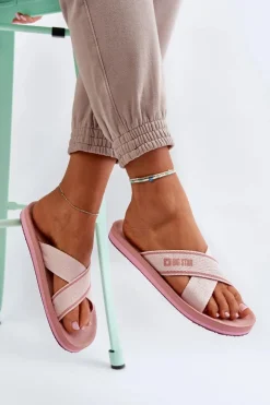 Discount Big Star Shoes Klapki Damskie Big Star NN274A058 Różowe Różowy