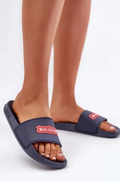 Sale Big Star Shoes Klapki Damskie Big Star OO274039 Granatowe Niebieski