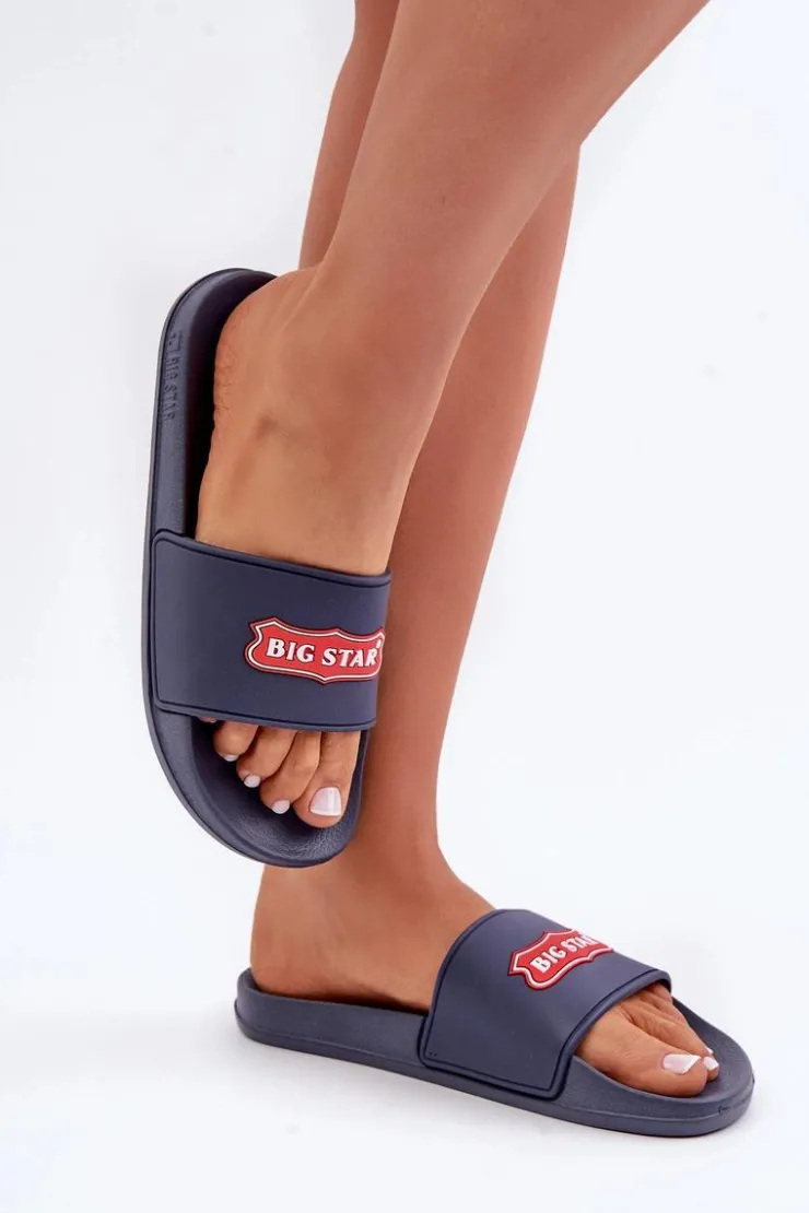 Sale Big Star Shoes Klapki Damskie Big Star OO274039 Granatowe Niebieski