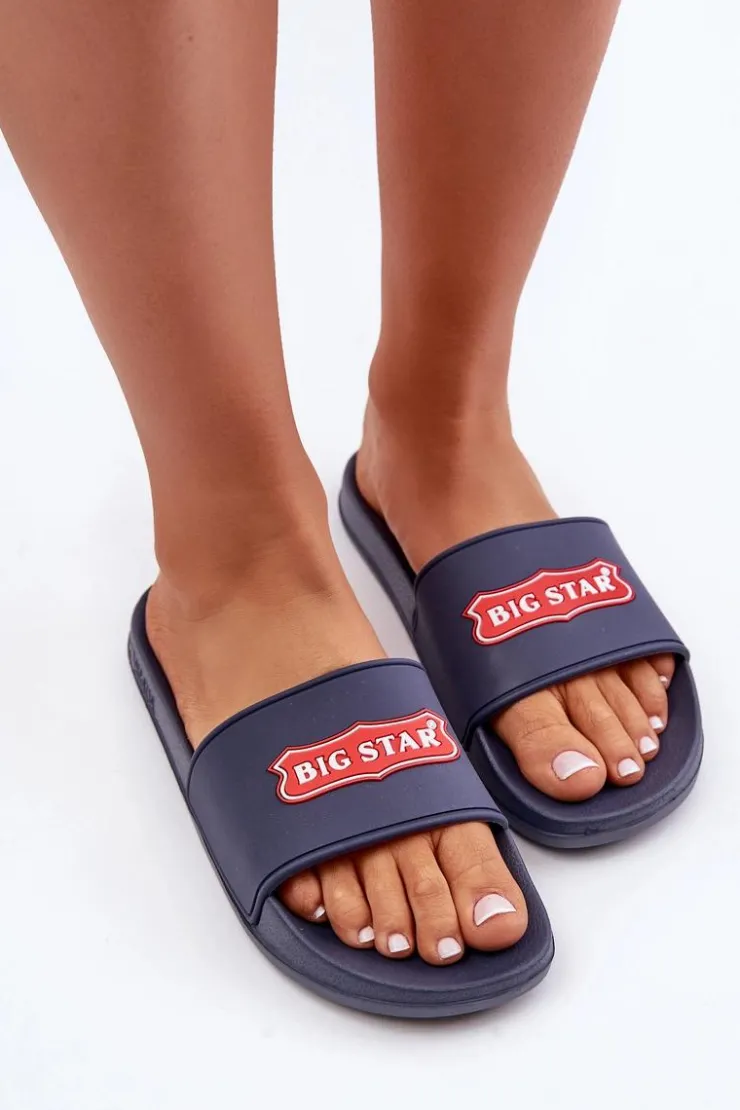 Sale Big Star Shoes Klapki Damskie Big Star OO274039 Granatowe Niebieski