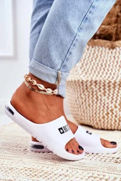 Big Star Shoes Klapki Sportowe|Klapki Damskie Big Star*Klapki Damskie Big Star Powietrzne Białe GG274A026