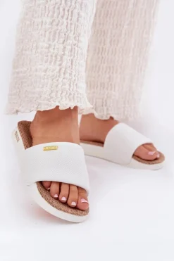 Big Star Shoes Klapki Damskie Big Star|Klapki Na Platformie*Klapki Damskie Big Star RR274A103 Białe Biały