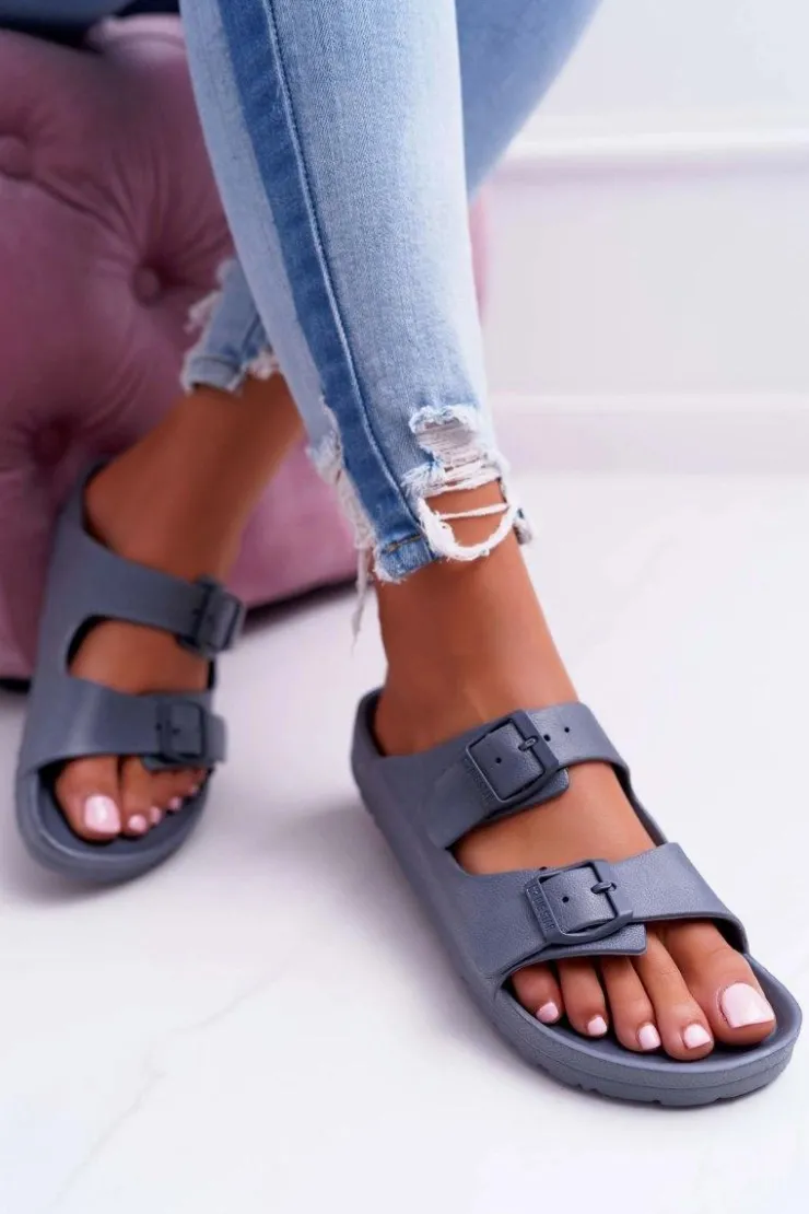 Big Star Shoes Klapki Sportowe|Klapki Damskie Big Star*Klapki Damskie Big Star Szare AA274A155