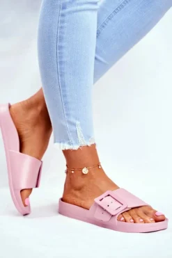 Hot Big Star Shoes Klapki Damskie Big Star z Klamrą Różowe FF274A387 Różowy