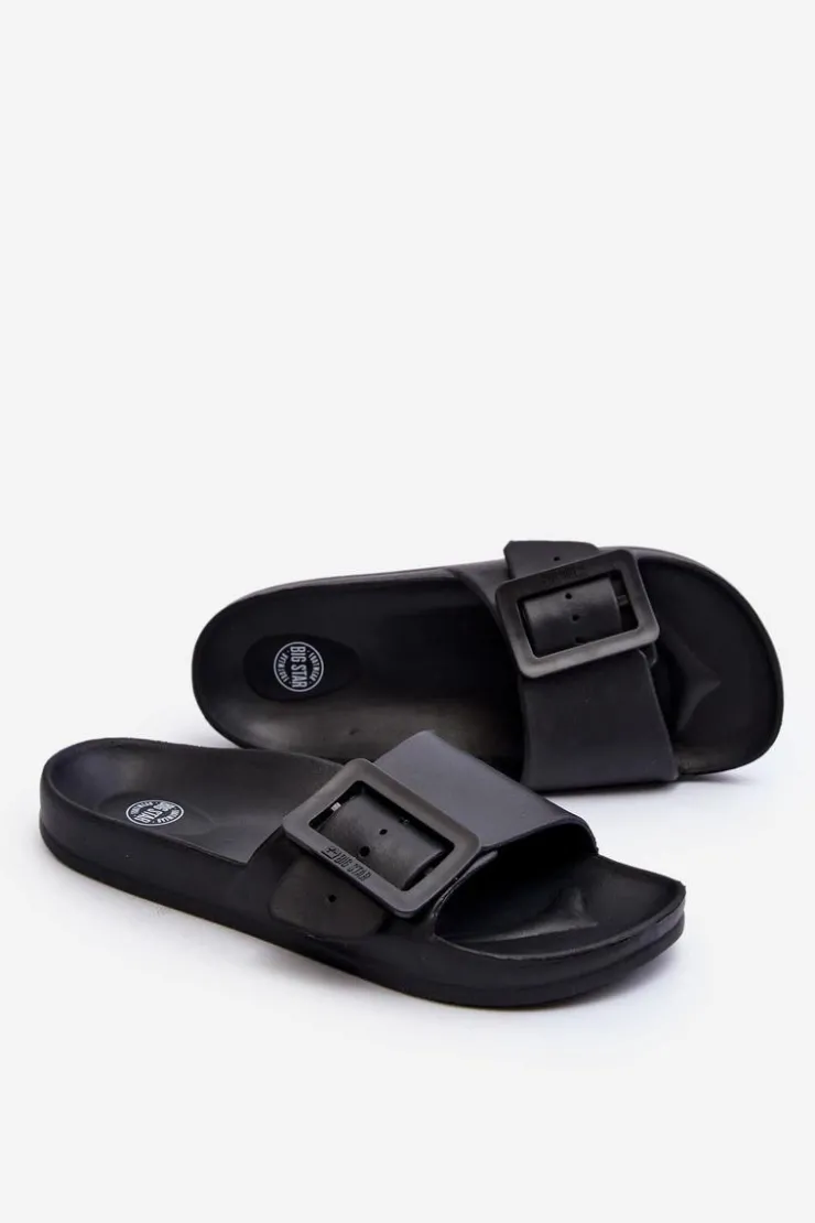 Damskie Big Star Shoes Klapki Damskie Big Star z Klamrą Czarne FF274A389