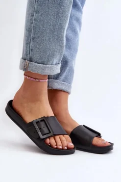 Damskie Big Star Shoes Klapki Damskie Big Star z Klamrą Czarne FF274A389