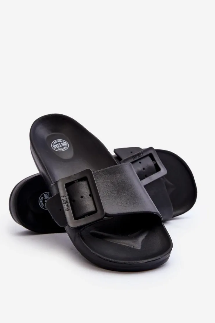 Damskie Big Star Shoes Klapki Damskie Big Star z Klamrą Czarne FF274A389