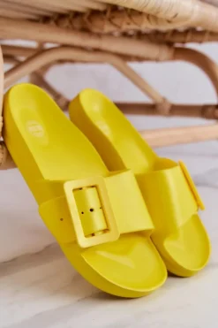 Outlet Big Star Shoes Klapki Damskie Big Star z Klamrą FF274A392 Żółte